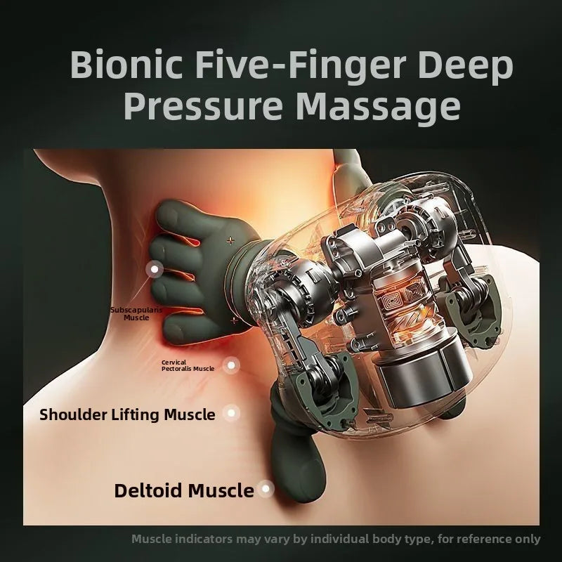 Masseur chauffant bionique, masseur Shiatsu portable sans fil pour le cou et le dos, massage électrique des tissus profonds 4D, design simulé de la main humaine pour soulager la douleur