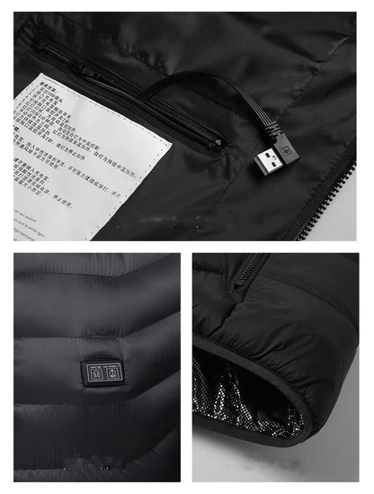 Veste Chauffante USB Homme – 23 Zones de Chaleur, Imperméable, Hiver Ultra-Thermique jusqu’au 6XL