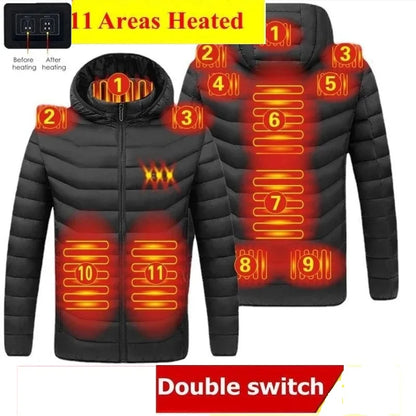 Veste Chauffante USB Homme – 23 Zones de Chaleur, Imperméable, Hiver Ultra-Thermique jusqu’au 6XL