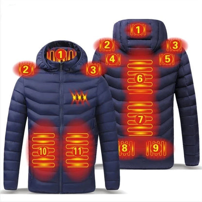 Veste Chauffante USB Homme – 23 Zones de Chaleur, Imperméable, Hiver Ultra-Thermique jusqu’au 6XL