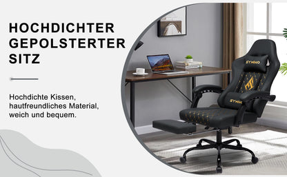 Chaise Gaming Symino avec repose-pieds et accoudoirs réglables