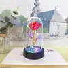 Rose Éternelle sous Cloche en Verre avec LED – Bouquet de 3 Roses Artificielles, Cadeau Romantique