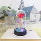 Rose Éternelle sous Cloche en Verre avec LED – Bouquet de 3 Roses Artificielles, Cadeau Romantique