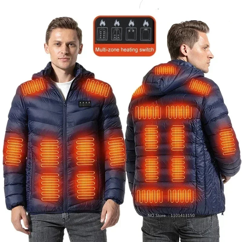 Veste Chauffante USB Homme – 23 Zones de Chaleur, Imperméable, Hiver Ultra-Thermique jusqu’au 6XL