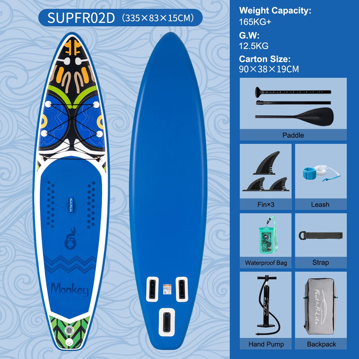 FunWater Stand Up Paddle Gonflable 320-385 cm – Planche SUP Antidérapante pour Surf et Sports Nautiques