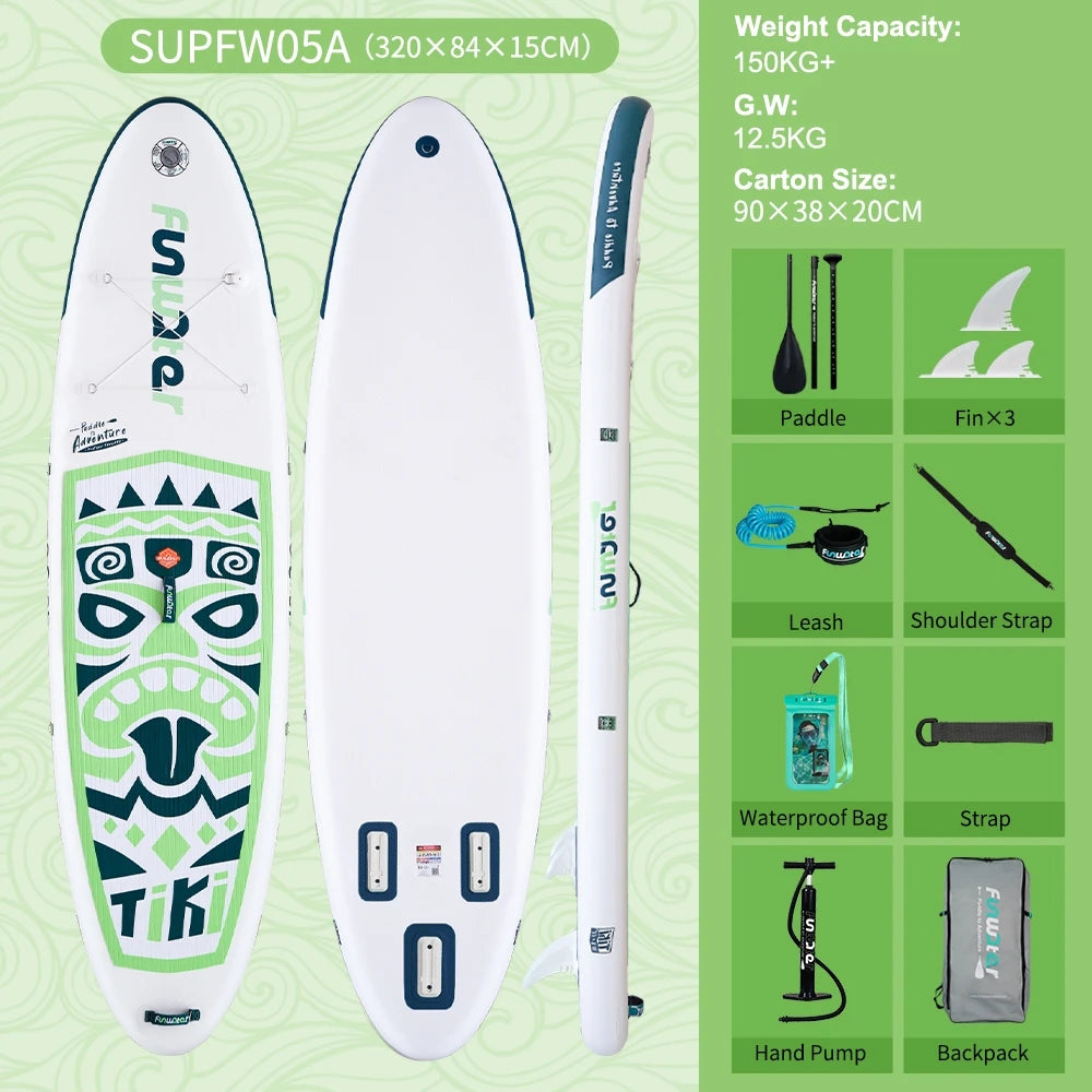 FunWater Stand Up Paddle Gonflable 320-385 cm – Planche SUP Antidérapante pour Surf et Sports Nautiques