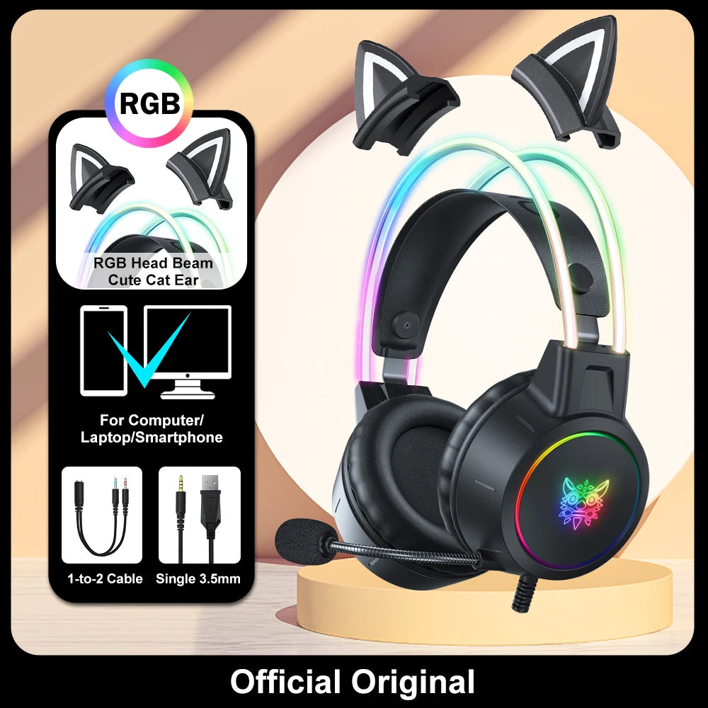 ONIKUMA X15 Pro : casque filaire mignon chat