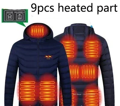 Veste Chauffante USB Homme – 23 Zones de Chaleur, Imperméable, Hiver Ultra-Thermique jusqu’au 6XL