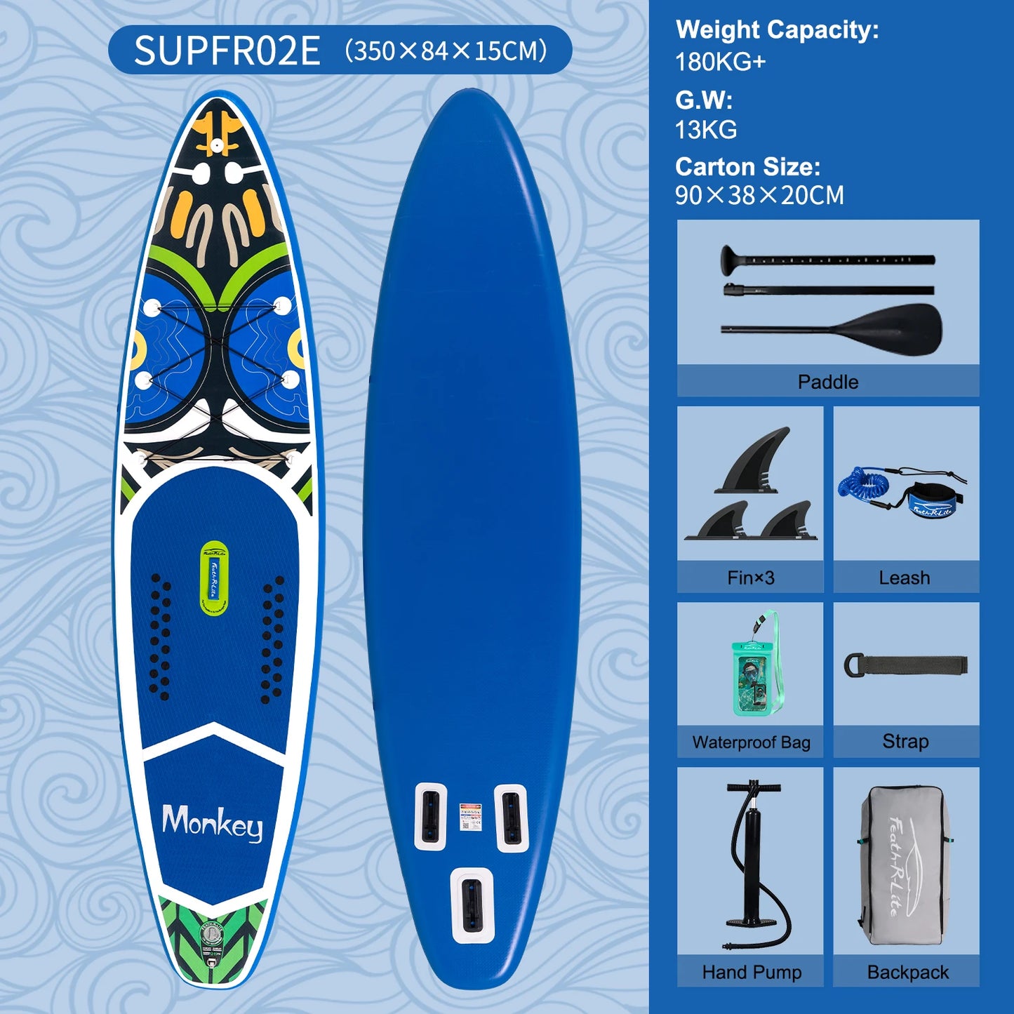 FunWater Stand Up Paddle Gonflable 320-385 cm – Planche SUP Antidérapante pour Surf et Sports Nautiques