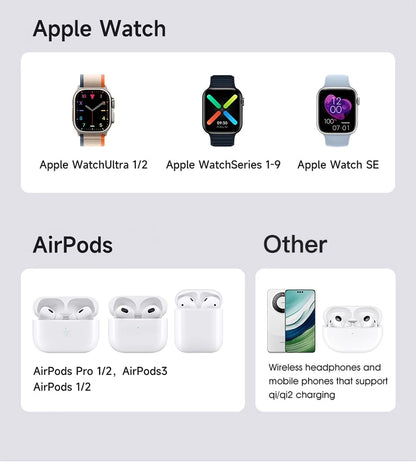 Chargeur sans fil magnétique 3-en-1 Qi2 – Charge rapide 15W