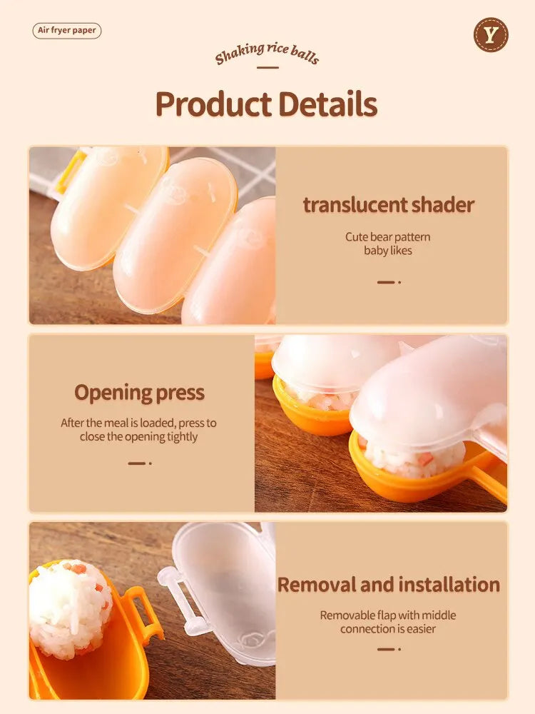 Moule à Riz Multi-Formes – Shaker Plastique Durable pour Boules de Riz et Bento Créatif