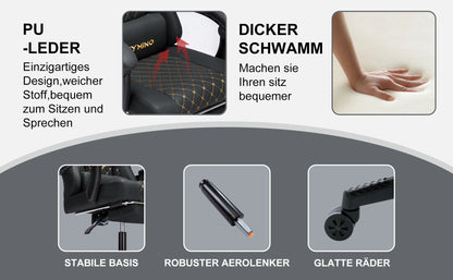 Chaise Gaming Symino avec repose-pieds et accoudoirs réglables