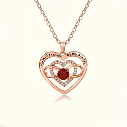 Collier de Luxe “Je t’aime pour Toujours” – Pendentif Zircon Rouge | Cadeau Romantique pour Femme