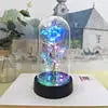Rose Éternelle sous Cloche en Verre avec LED – Bouquet de 3 Roses Artificielles, Cadeau Romantique