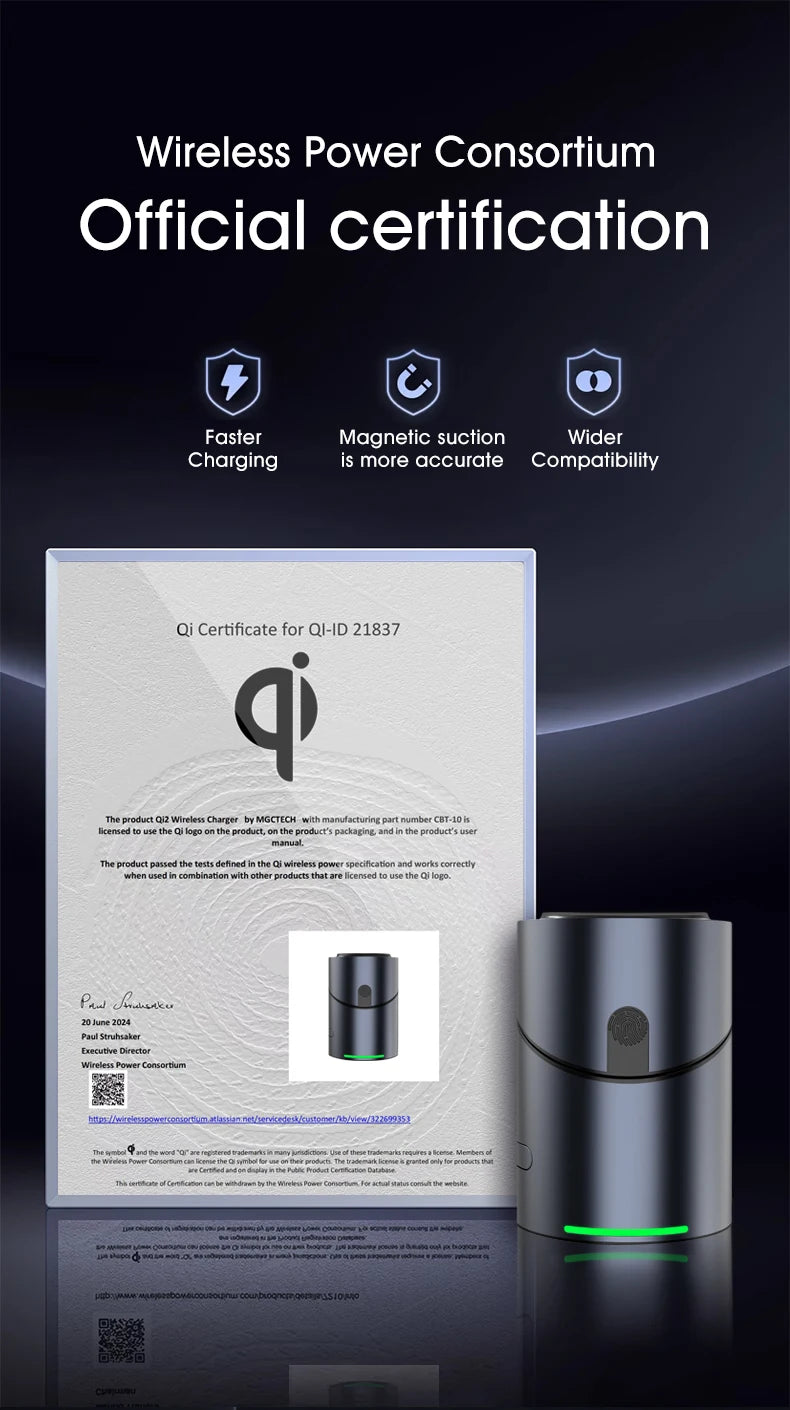 Chargeur sans fil magnétique 3-en-1 Qi2 – Charge rapide 15W