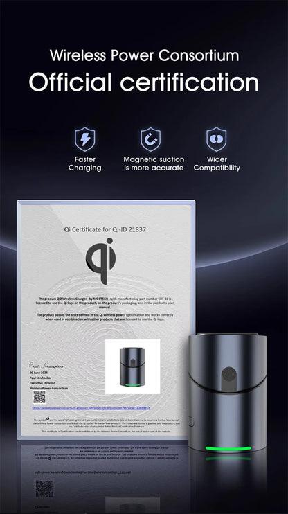Chargeur sans fil magnétique 3-en-1 Qi2 – Charge rapide 15W