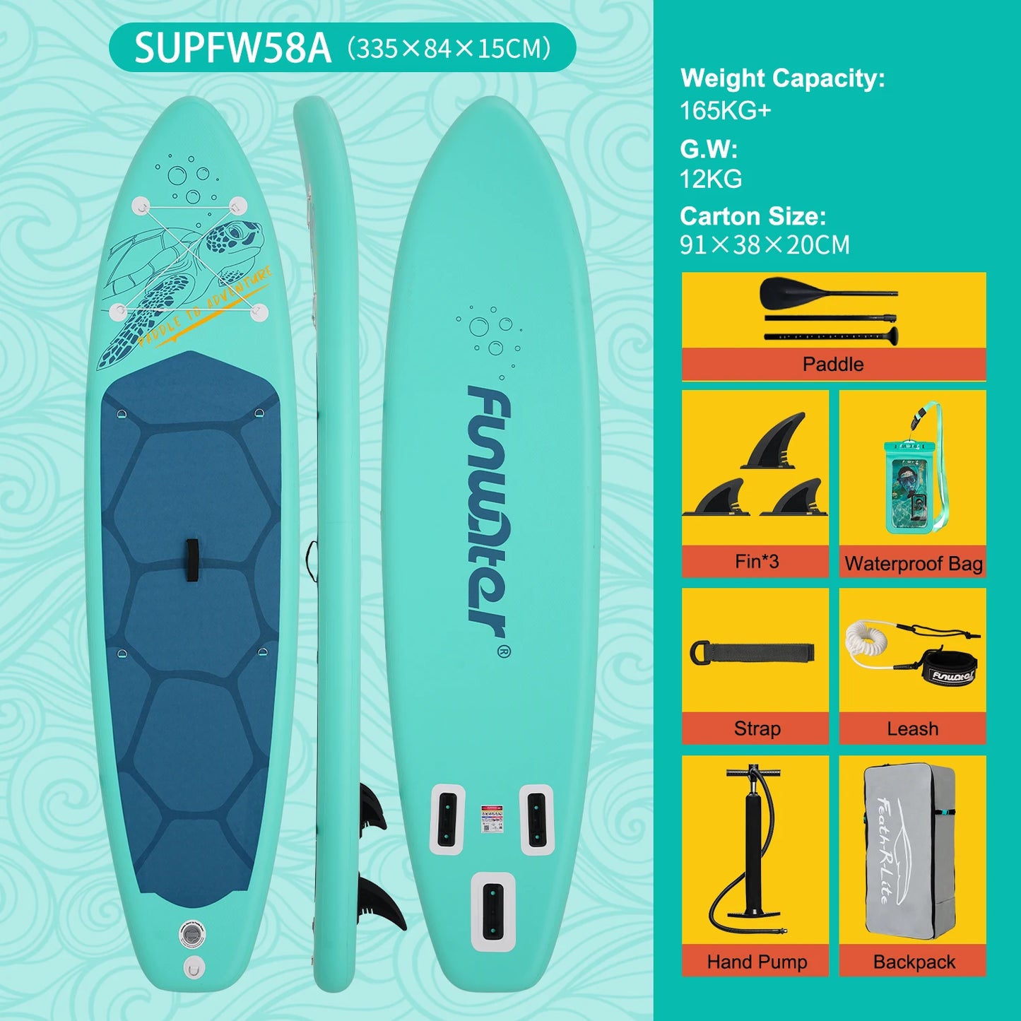 Stand Up Paddle Gonflable 11’ – Stable, Léger & Complet