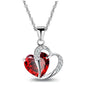 Collier de Luxe “Je t’aime pour Toujours” – Pendentif Zircon Rouge | Cadeau Romantique pour Femme