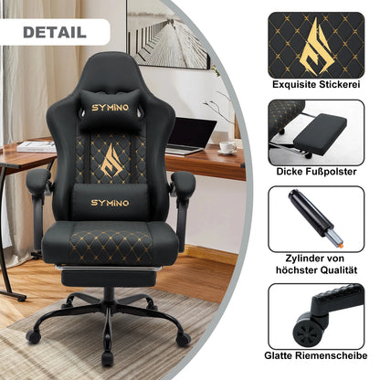 Chaise Gaming Symino avec repose-pieds et accoudoirs réglables
