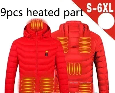 Veste Chauffante USB Homme – 23 Zones de Chaleur, Imperméable, Hiver Ultra-Thermique jusqu’au 6XL