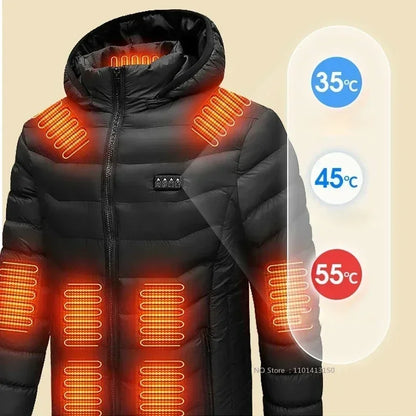 Veste Chauffante USB Homme – 23 Zones de Chaleur, Imperméable, Hiver Ultra-Thermique jusqu’au 6XL