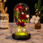 Rose Éternelle sous Cloche en Verre avec LED – Bouquet de 3 Roses Artificielles, Cadeau Romantique