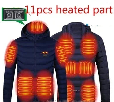 Veste Chauffante USB Homme – 23 Zones de Chaleur, Imperméable, Hiver Ultra-Thermique jusqu’au 6XL