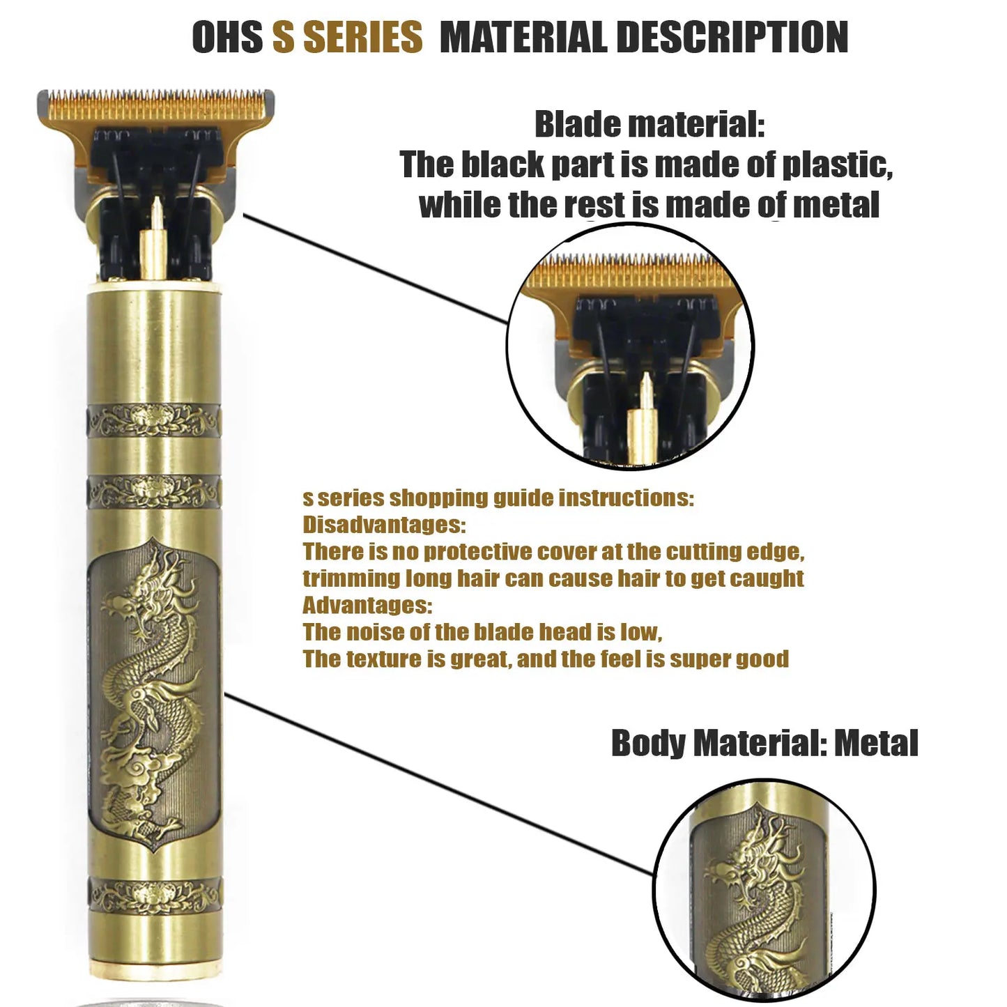 Tondeuse pour barbe et cheveux : OHS T9 en alliage de titane