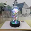 Rose Éternelle sous Cloche en Verre avec LED – Bouquet de 3 Roses Artificielles, Cadeau Romantique