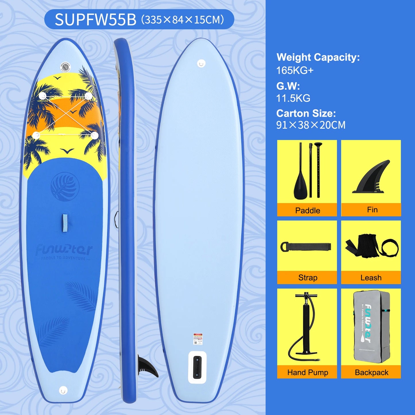 Stand Up Paddle Gonflable 11’ – Stable, Léger & Complet