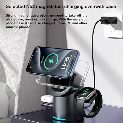 Chargeur sans fil magnétique 3-en-1 Qi2 – Charge rapide 15W