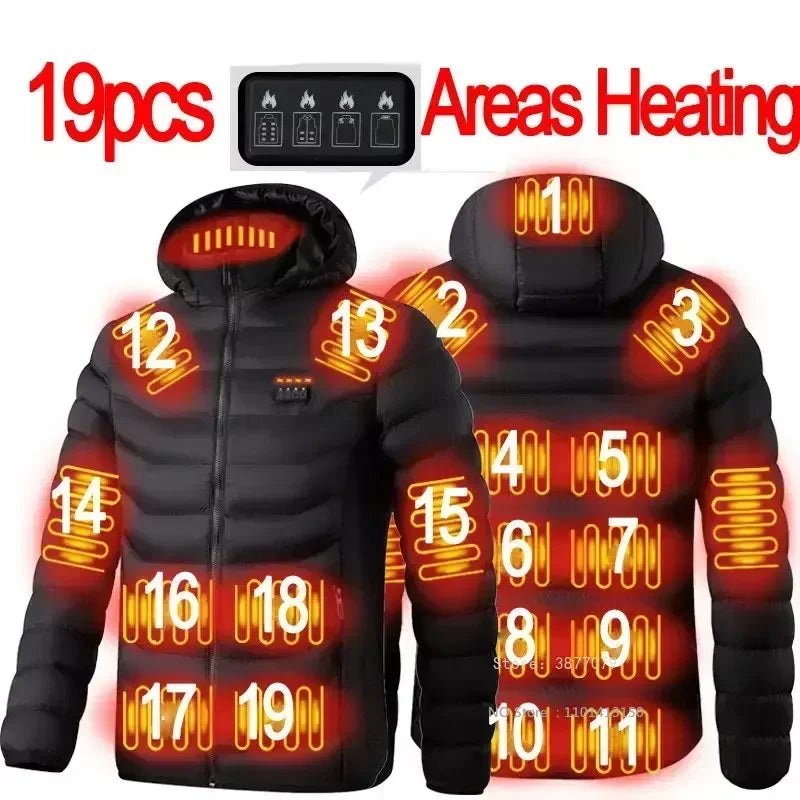 Veste Chauffante USB Homme – 23 Zones de Chaleur, Imperméable, Hiver Ultra-Thermique jusqu’au 6XL