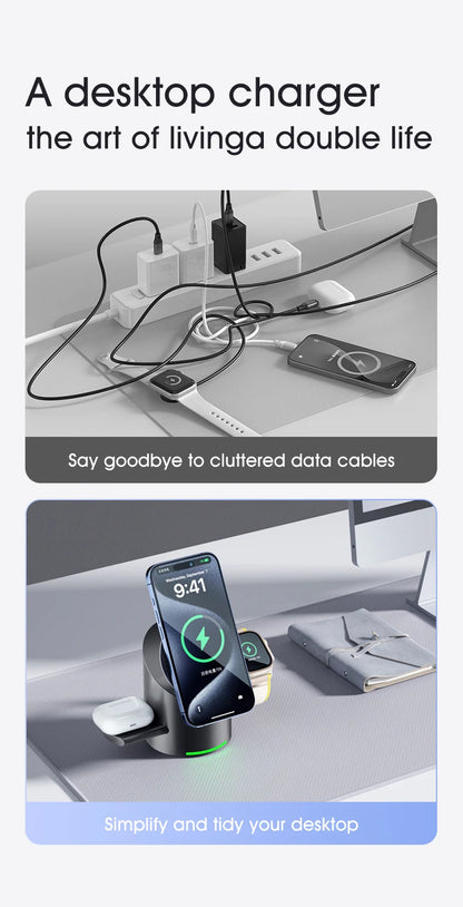 Chargeur sans fil magnétique 3-en-1 Qi2 – Charge rapide 15W