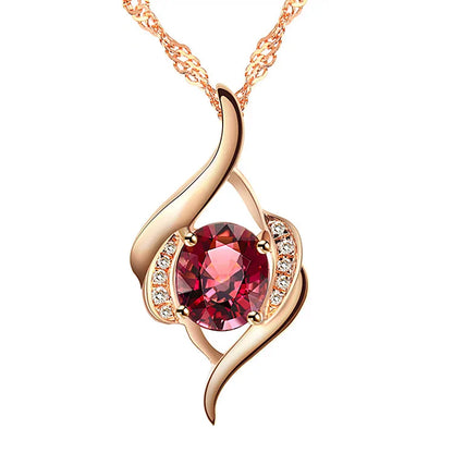 Collier de Luxe “Je t’aime pour Toujours” – Pendentif Zircon Rouge | Cadeau Romantique pour Femme