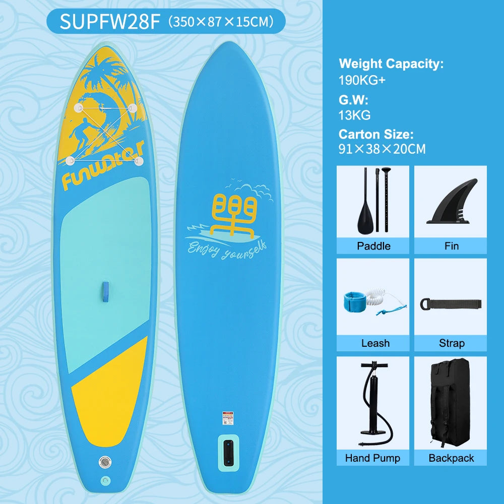 FunWater Stand Up Paddle Gonflable 320-385 cm – Planche SUP Antidérapante pour Surf et Sports Nautiques