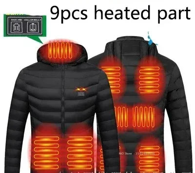 Veste Chauffante USB Homme – 23 Zones de Chaleur, Imperméable, Hiver Ultra-Thermique jusqu’au 6XL