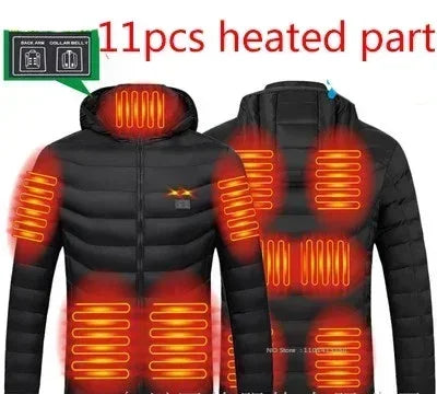 Veste Chauffante USB Homme – 23 Zones de Chaleur, Imperméable, Hiver Ultra-Thermique jusqu’au 6XL