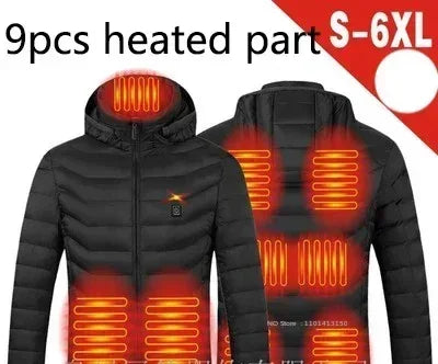 Veste Chauffante USB Homme – 23 Zones de Chaleur, Imperméable, Hiver Ultra-Thermique jusqu’au 6XL