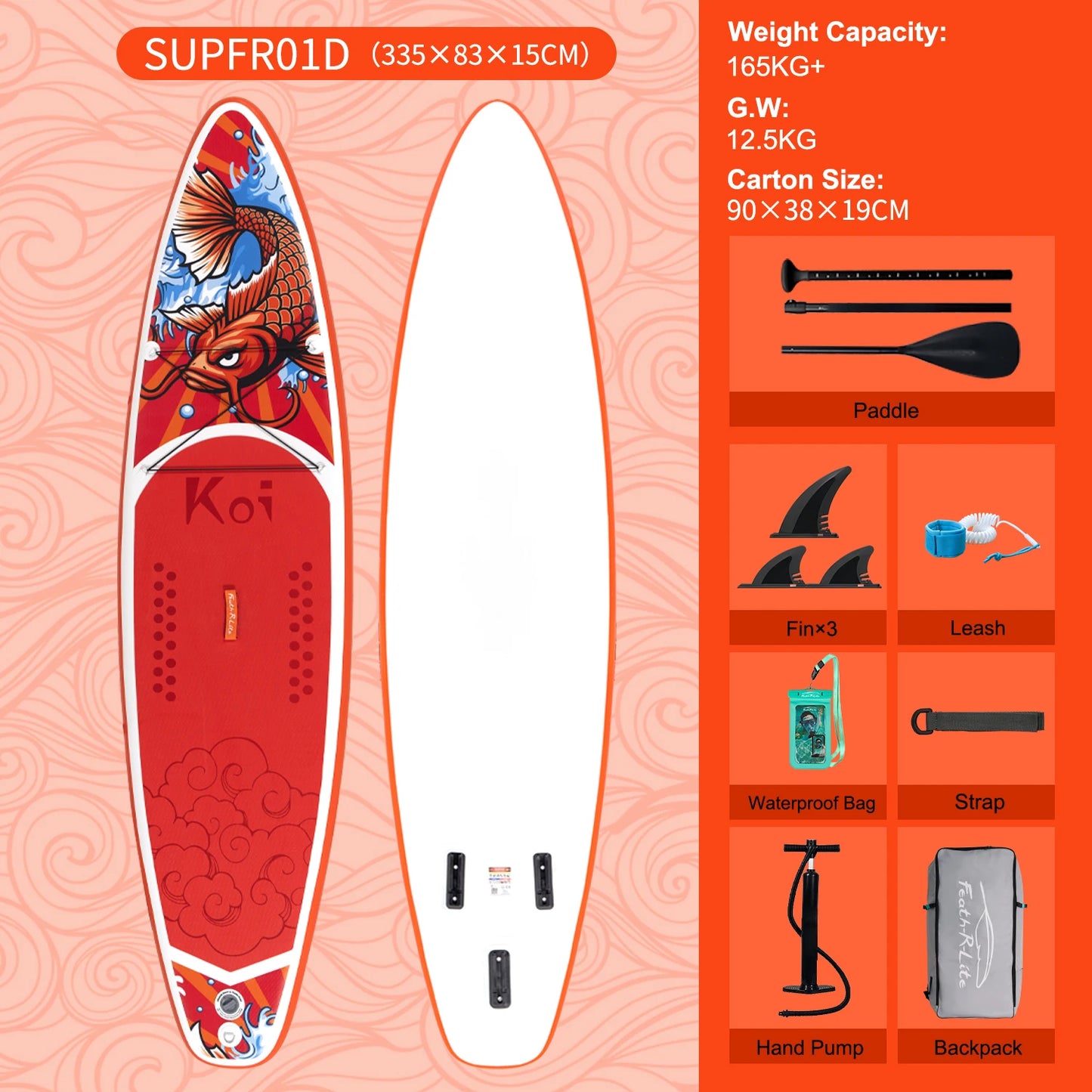 FunWater Stand Up Paddle Gonflable 320-385 cm – Planche SUP Antidérapante pour Surf et Sports Nautiques