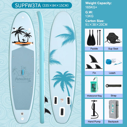 FunWater Stand Up Paddle Gonflable 320-385 cm – Planche SUP Antidérapante pour Surf et Sports Nautiques