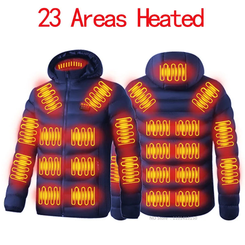Veste Chauffante USB Homme – 23 Zones de Chaleur, Imperméable, Hiver Ultra-Thermique jusqu’au 6XL